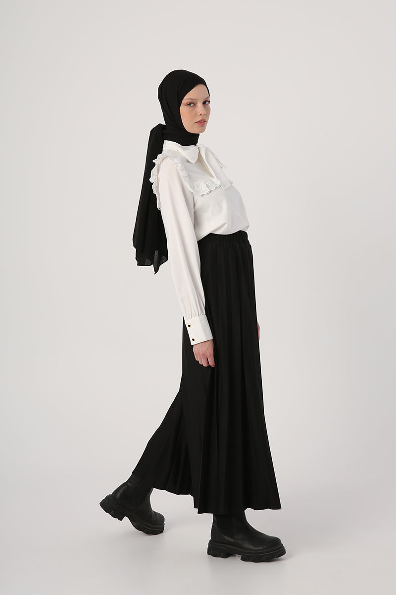 Basic Pleated Long Skirt