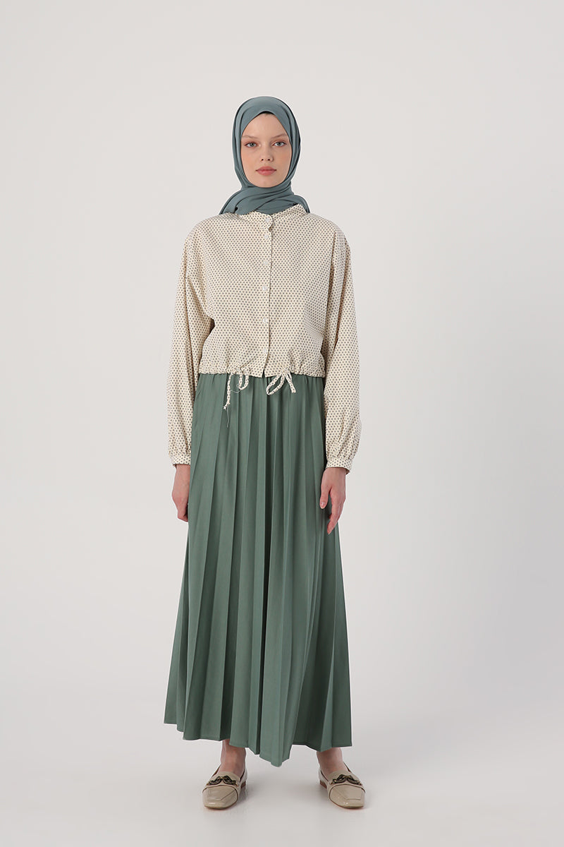 Basic Pleated Long Skirt