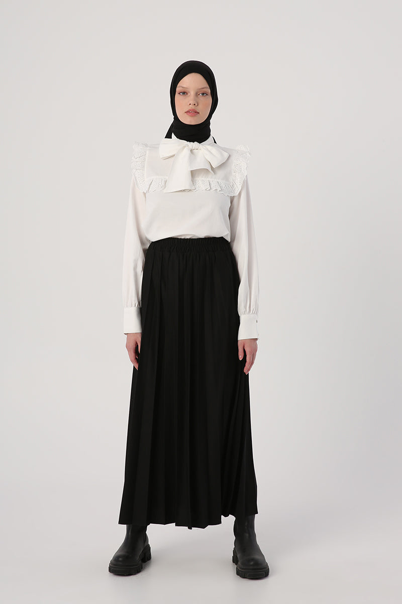 Basic Pleated Long Skirt