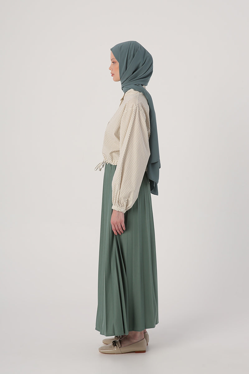 Basic Pleated Long Skirt
