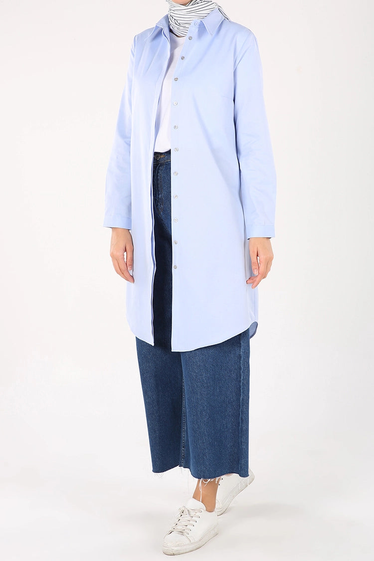 Modest Shirt Tunic - Blue