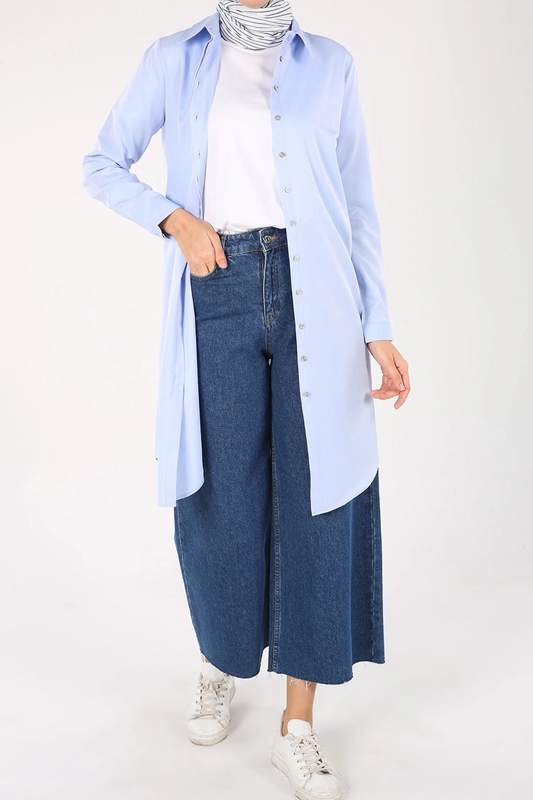 Modest Shirt Tunic - Blue