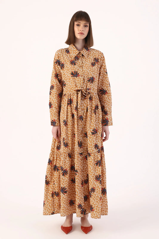 Mustard White Collared Dress