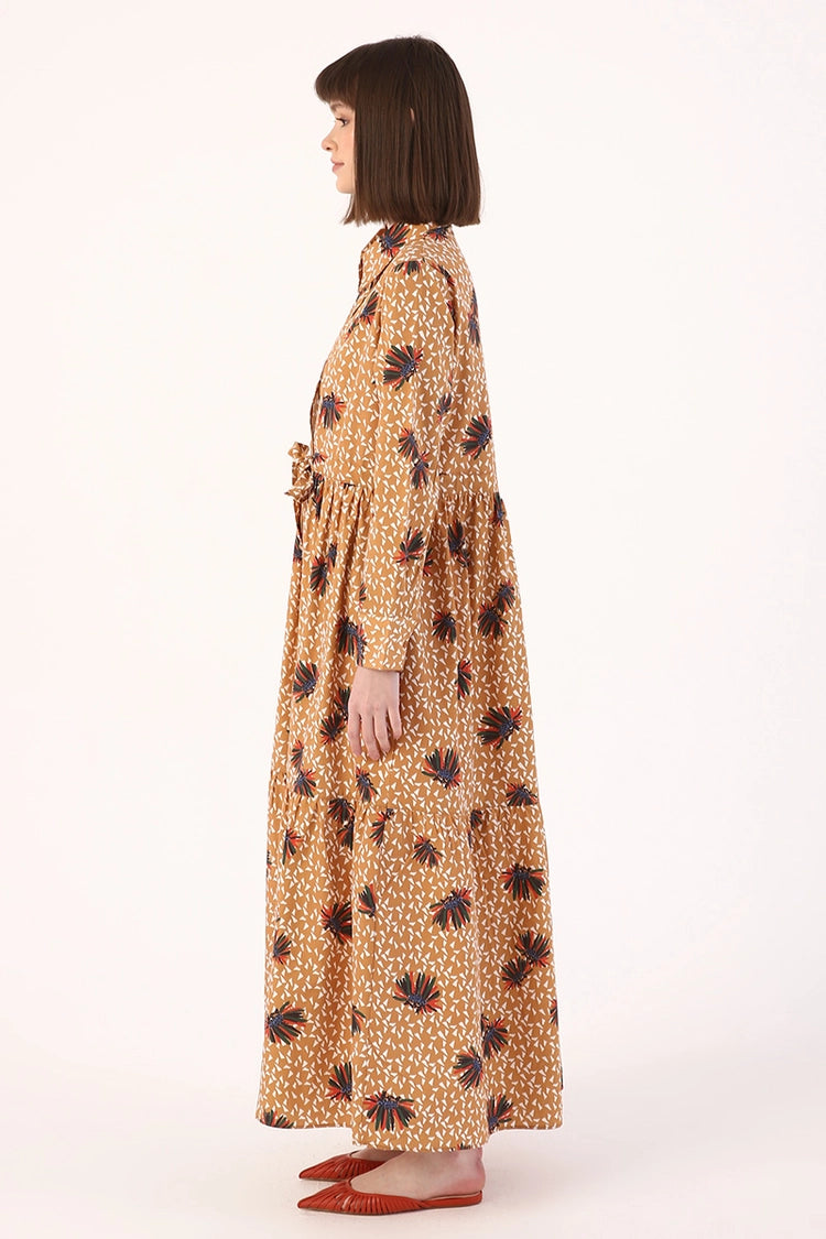 Mustard White Collared Dress