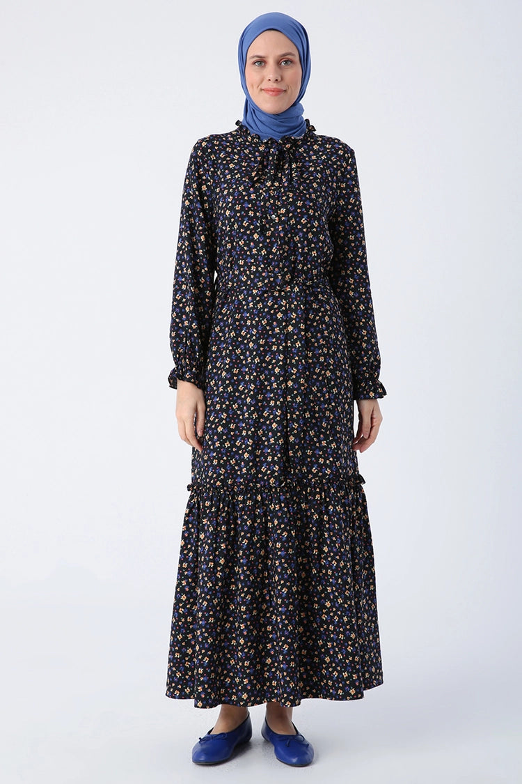 Black And Purple Flower Dress