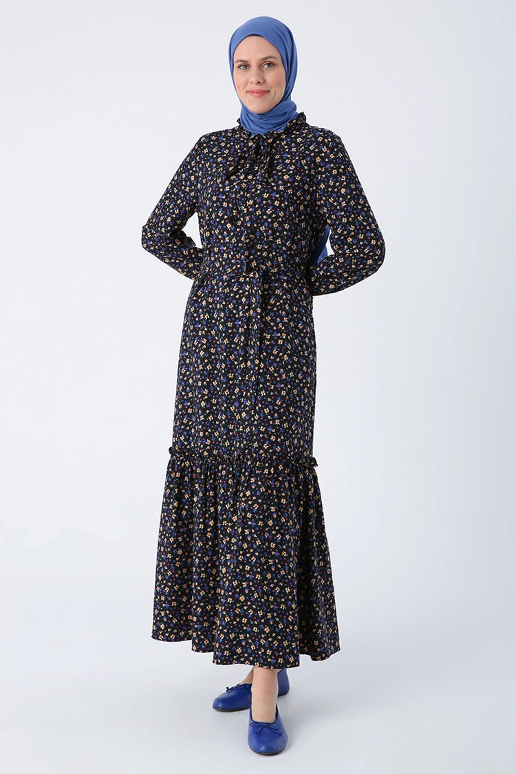 Black And Purple Flower Dress