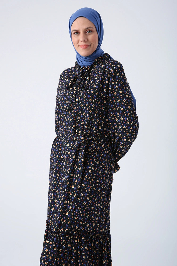 Black And Purple Flower Dress