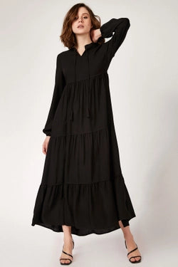 Long Tiered Black Dress