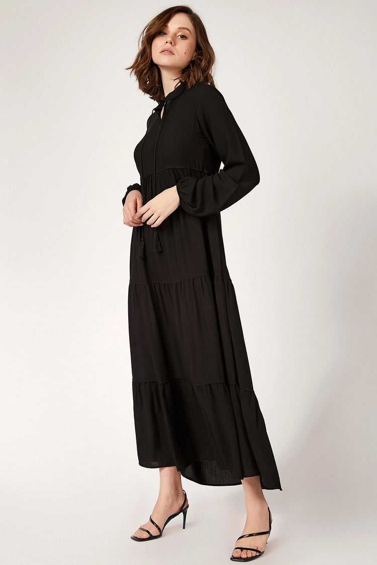 Long Tiered Black Dress
