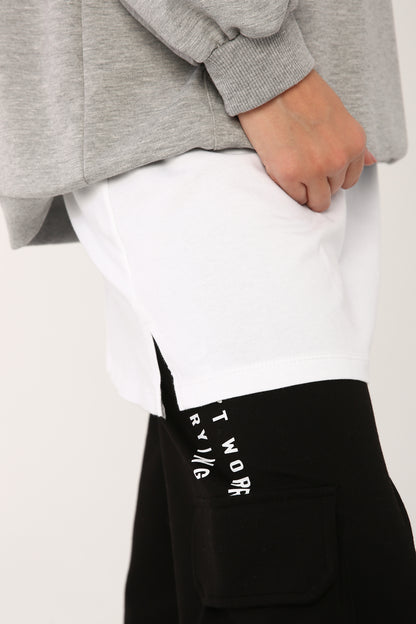 Basic White Casual Shirt Skirt