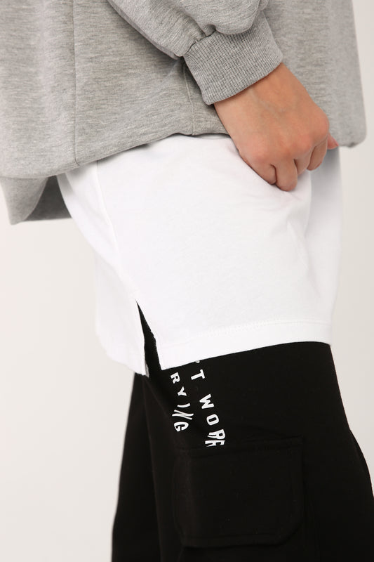 Basic White Casual Shirt Skirt