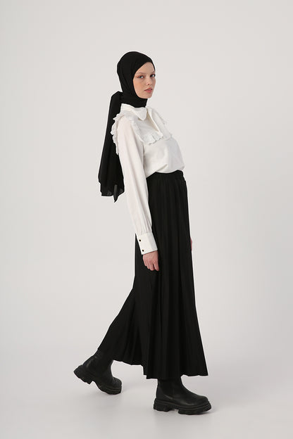 Basic Pleated Long Skirt