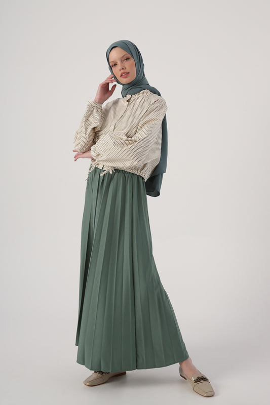 Basic Pleated Long Skirt