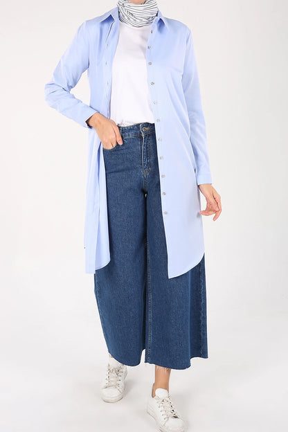 Modest Shirt Tunic - Blue
