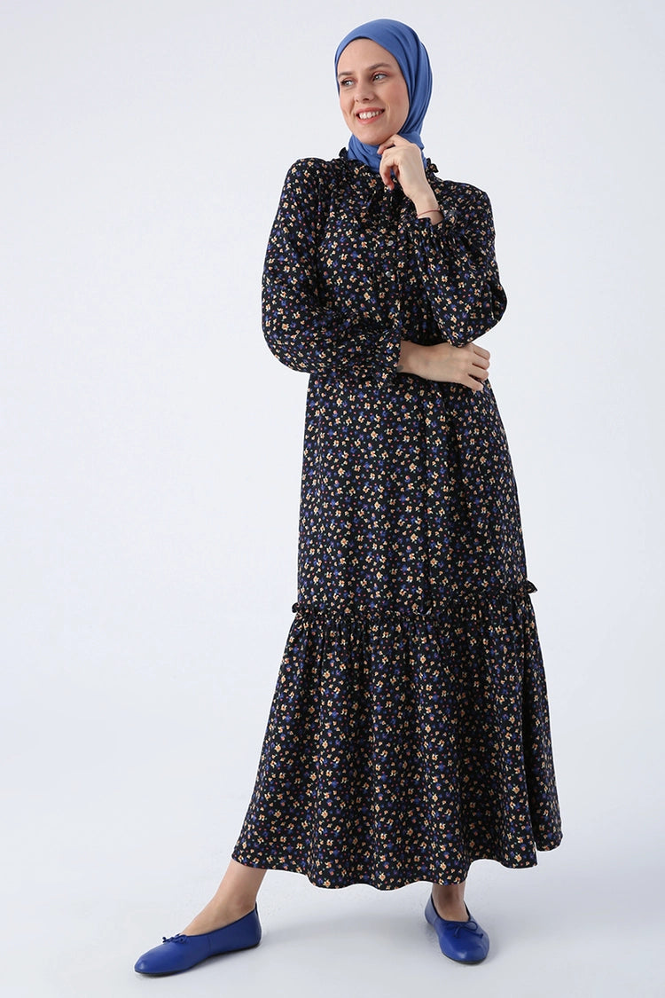 Black And Purple Flower Dress
