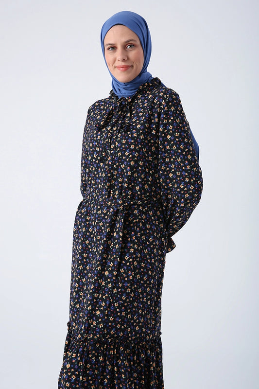 Black And Purple Flower Dress